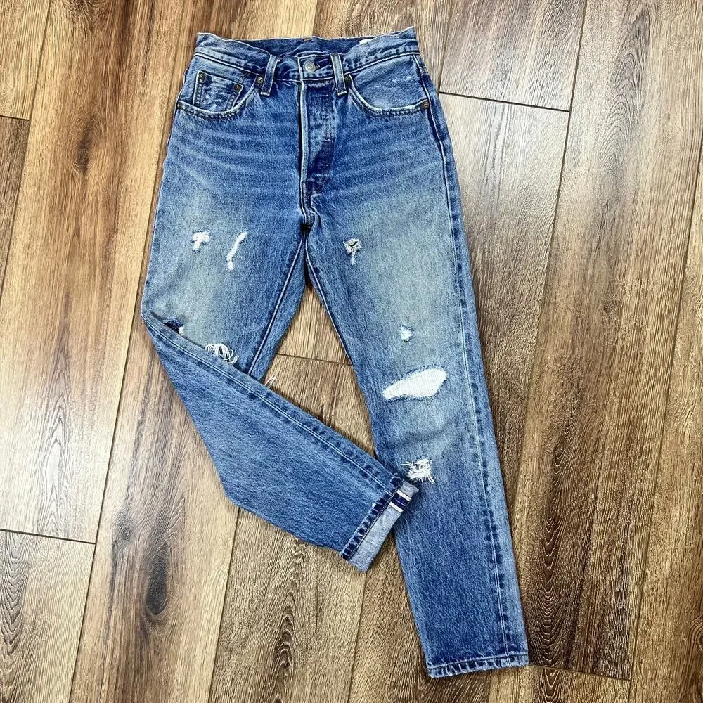 Levi's 501s Skinny white oak cone denim Jeans Selvedge